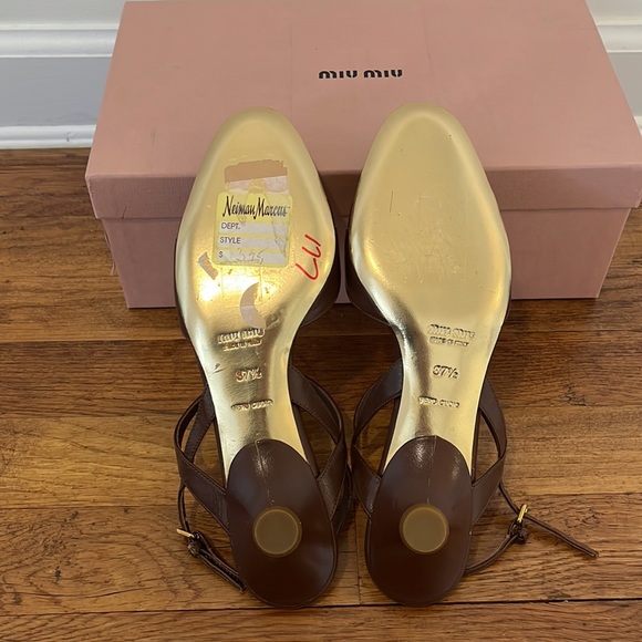 Miu Miu Brown Leather Strappy Sandals - Picture 2 of 8